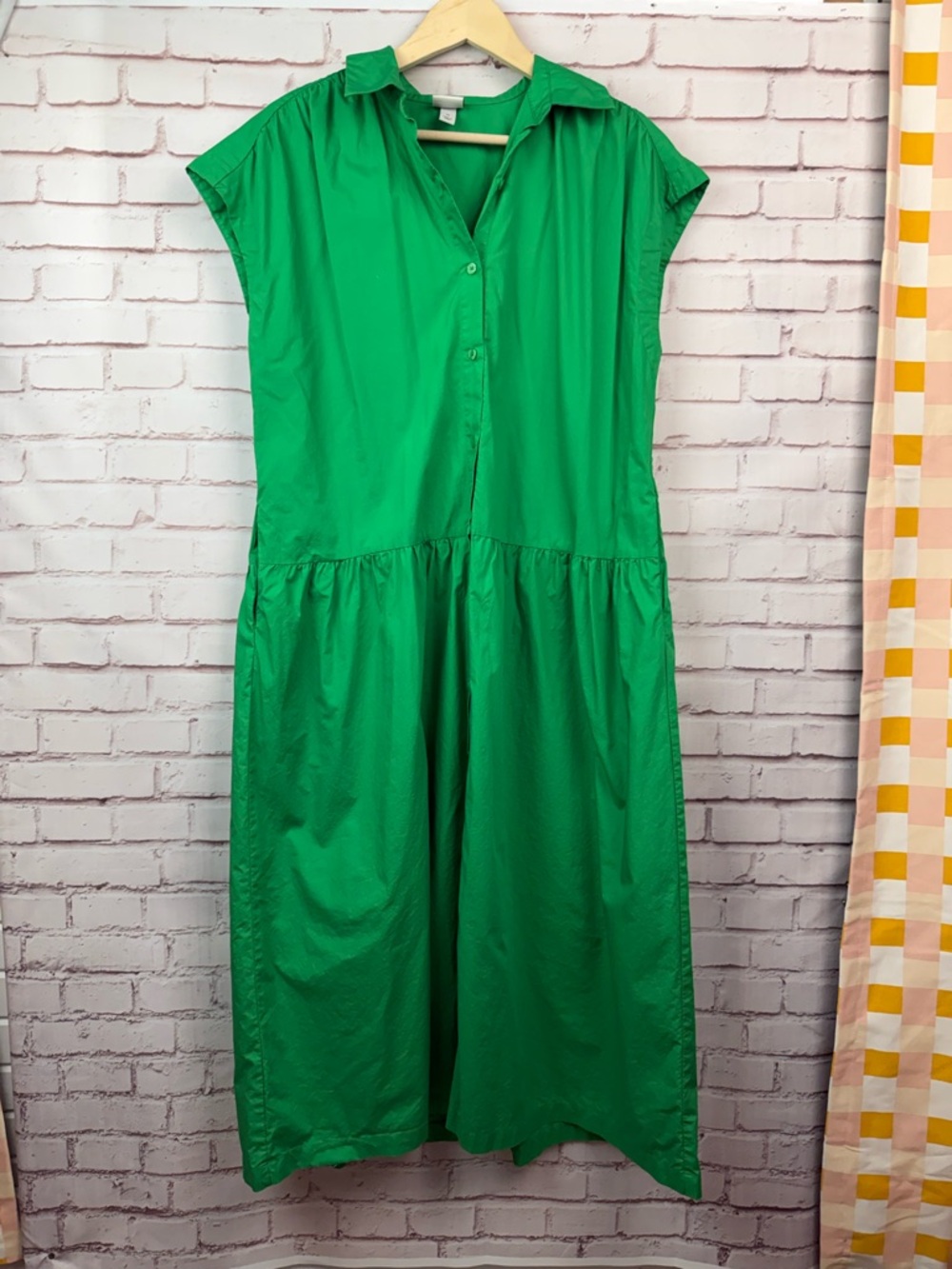 a new day Bright Green Collared Midi Dress
